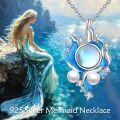 wholesale 925 Sterling Silver Blue Enamel Wave Pearl Pendant Necklace for Women Sea Inspired Jewelry-0-3