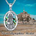 wholesale 925 Sterling Silver Saint Dymphna Protect Us Pendant with Abalone Shell and Crosses Necklace-0-3