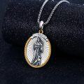 wholesale 925 Sterling Silver St Francis Pendant Necklace with Bible Verse Protection Christian Catholic  for Men Boys Fathers Day-0-2