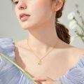 wholesale 14k Gold Cute Frog Lotus Leaf Pendant Necklace With Green Zircon Drop-0-4