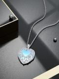 wholesale 925 Sterling Silver Heart-Shaped Blue Opal and Moss Agate Pendant Necklace-0-4