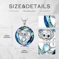wholesale 925 Sterling Silver Monkey Crystal Pendant Necklace Blue Green Gemstone Jewelry for Women Girls Gift Boxed-0-4