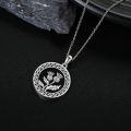 wholesale 925 Sterling Silver Round Thistle Flower Black Enamel Infinity Pendant Necklace for Women Girls Valentines Day Gifts Jewelry 45cm Chain Length-0-2