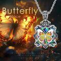 wholesale 925 Sterling Silver Multicolor Abalone Shell Butterfly Pendant Necklace for Women-0-5