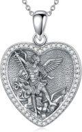 wholesale 925 Sterling Silver Heart Saint Necklace with Angel Amulet Medal Jewelry for Women (with Gift)-0-0