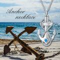 wholesale 925 Sterling Silver Anchor Cremation Pendant with Blue Heart and Rope Design-0-1