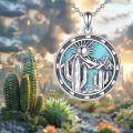 wholesale 925 Sterling Silver Turquoise Cactus Pendant Necklace - Western Style Jewellery Gifts for Her-0-2