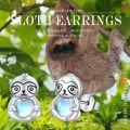 wholesale 925 Sterling Silver Rainbow Moonstone Sloth Stud Earrings - Adorable Gifts for Women & Girls-0-5