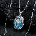 wholesale 925 Sterling Silver Blue Moonstone Tree of Life Lotus Vine Locket Shell Pendant Necklace-0-4