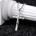 wholesale 925 Sterling Silver 3D Jesus on the Cross INRI Pendant Necklace for Men and Women-0-3