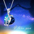 wholesale 925 Sterling Silver & Austrian Crystal Heart Pendant Necklace I Love You Forever Mom Daughter Son Gift-0-3
