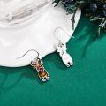 wholesale 925 Sterling Silver Brown Deer Drop Earrings with Red Crystal Eyes - Festive Winter  for Her-0-3