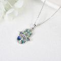 wholesale 925 Sterling Silver Hamsa Hand Tree Of Life Abalone Shell Pendant Necklace-0-3