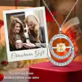 TOUPOP Sterling Silver Citrine Double Circle Pendant Necklace-0-1