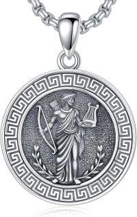 wholesale S925 Sterling Silver Apollo Greek God Necklace - Light, Music, Prophecy Pendant with Adjustable Chain, Gift Box, 22.2mm-Apollo