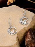 wholesale 925 Sterling Silver Moonstone Fox Dangle Earrings - Adorable Animal Jewelry for Women and Girls-0-3