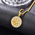 wholesale Gold 925 Sterling Silver Lion Head Necklace with Cubic Zirconia and  for Men-0-1