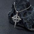 wholesale 925 Sterling Silver & Gold-Plated Antler Design Christian Cross Necklace on  (24)-0-3