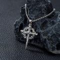 wholesale 925 Sterling Silver & Gold-Plated Antler Design Christian Cross Necklace on  (24)-0-3