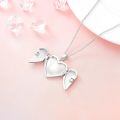 wholesale 925 Sterling Silver Heart Locket Necklace Wholesale Father Daughter Walk Together Photo Frame-0-3