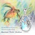wholesale 925 Sterling Silver Moonstone Sea Life Pendant Necklace with Turtle and Wave Design for Women-0-5