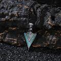 wholesale 925 Sterling Silver Black Plated Arrowhead Pendant with Turquoise and Malachite Inlay Necklaces for Men & Women-0-2