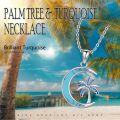 wholesale 925 Sterling Silver Palm Tree in Crescent Moon Pendant with Turquoise and Opal Crystals-0-5