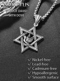 wholesale 925 Sterling Silver Dove in Star of David Pendant Necklace  for Men s-0-4