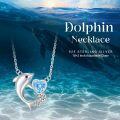 wholesale 925 Sterling Silver Heart-Shaped Blue Crystal Dolphin Pendant Necklace for Women Ocean Life s-0-4