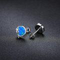 wholesale S925 Sterling Silver Mermaid Stud Earrings with Blue Opal Ocean s for Women's Birthday Graduation-0-1