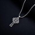 wholesale 925 Sterling Silver &  Irish Cross with Celtic Knot and Shamrock Design Pendant on 24 Chain-0-4