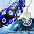 wholesale 925 Sterling Silver Blue Sapphire Moon & Sun Hamsa Pendant Necklace for Women Men Protection s-0-1