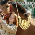 wholesale 925 Sterling Silver Black Plated Celtic Knot Horse & Girl Pendant Necklace w/Horseshoe Charm for Women-0-9
