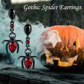 wholesale Black 925 Sterling Silver Spider Teardrop Dangle Earrings - Gothic Halloween  for Her-0-4