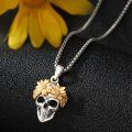 wholesale 925 Sterling Silver Sunflower Skull Pendant Gothic Halloween Necklace for Women and Men-0-1