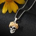 wholesale 925 Sterling Silver Sunflower Skull Pendant Gothic Halloween Necklace for Women and Men-0-1