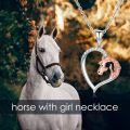 wholesale 925 Sterling Silver Rose Gold Plated Horse Head in Heart Shape Pendant Necklace for Women and Girls-0-2