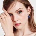 wholesale 925 Sterling Silver Blue Enamel Lotus Flower Drop Leverback Earrings-0-1