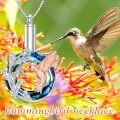 wholesale 925 Sterling Silver Blue Crystal Hummingbird & Flower Keepsake Jewelry Urn Necklace with Funnel and Fill Tool-0-4