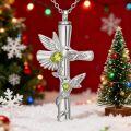 wholesale Hummingbird Cross Urn Necklaces For Ashes Women White Gold Plated S925 Sterling Silver Funnel Filler Memorial Cremation Jewelry With Citrine November Birthstone Xmas Gifts Ideas Sympathy Gifts For Women Loss Of Loved One -0-1