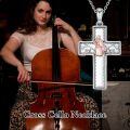wholesale 925 Sterling Silver Musical Cross Pendant Necklace with Violinist Design for Women Gifts-0-1