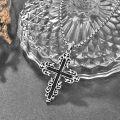 wholesale 925 Sterling Silver Black Enamel Scrollwork Cross Pendant Necklace for Men & Women-0-1