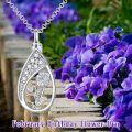 wholesale 925 Sterling Silver Floral Tear Drop Cremation Keepsake Pendant Necklace w/Funnel Kit for Women-0-3