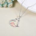 wholesale 925 Sterling Silver Pink Pig in Moon Heart Pendant Necklace with Cubic Zirconia Gifts for Women-0-2
