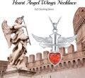 wholesale 925 Sterling Silver Red Crystal Heart Angel Wing Cross Guardian Angel Pendant Necklace Jewelry-0-5