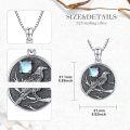 wholesale 925 Sterling Silver Synthetic Opal Raven Pendant Necklaces Gifts for Women-0-5