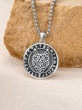 wholesale 925 Sterling Silver Wolf Head Pendant Necklace  Norse Jewelry for Men-0-4