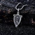 wholesale 925 Sterling Silver Saint Gabriel Shield Cross Necklace Pendant Jewelry for Men Women Boys Girls Gift 48cm Chain Length -0-1