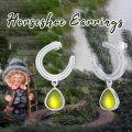 wholesale 925 Sterling Silver Horseshoe Yellow Stone Dangle Hoop Earrings-0-4