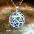 wholesale 925 Sterling Silver Abalone Shell Star of David Pendant Necklace-0-1